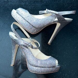 INC International Concepts Women's Glitter Peep Toe Heels - Multi Color